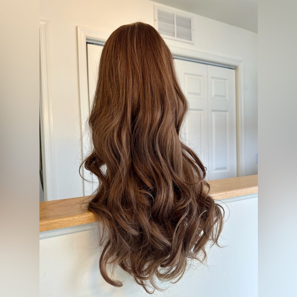 Bouncy Brunette Medium Brown Wavy Perfect Blow Out 24 Inch Wig